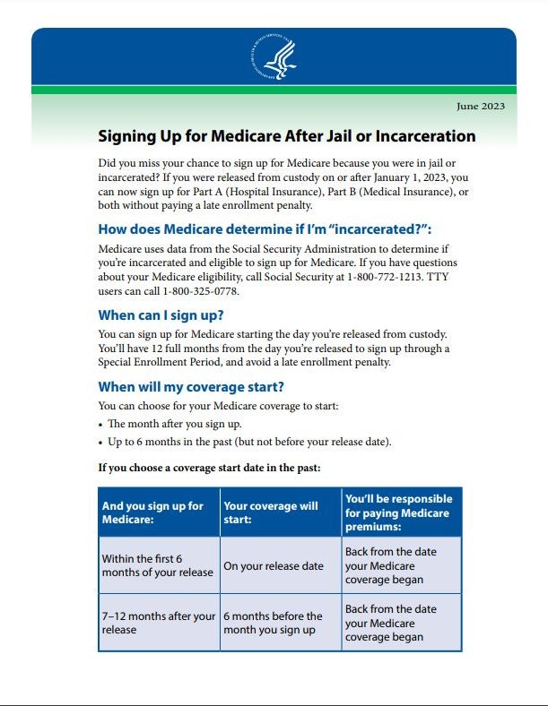 Signing up for Medicare after jail or incarceration 